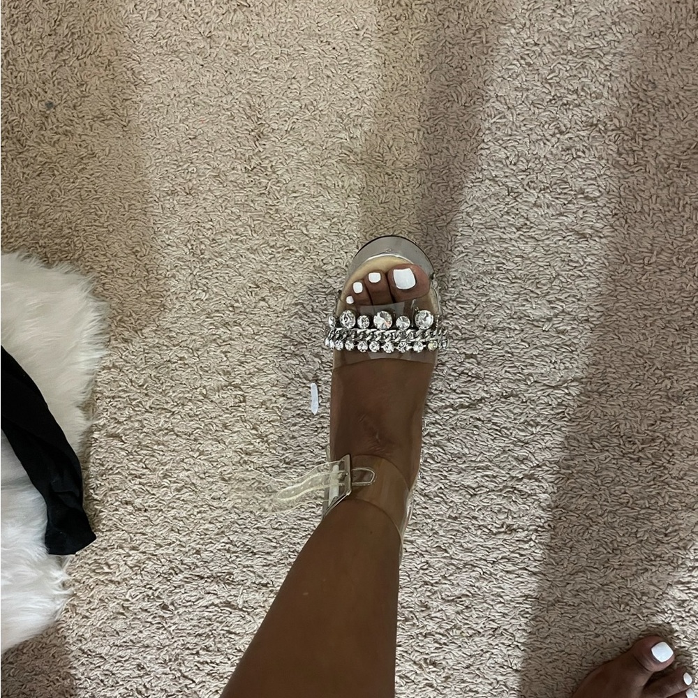 Sugar Thrillz Crystal-Embellished Clear Heels